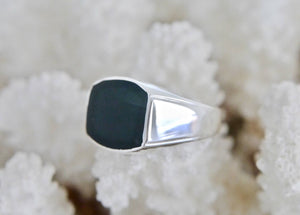 Whitby Jet Silver Gents Ring