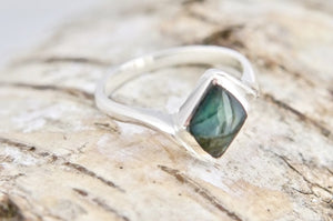 Labradorite Diamond Shape Silver Ring