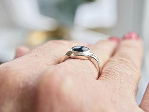 Labradorite Silver Ring 8mm Round