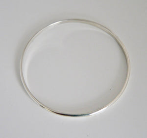 Solid Silver Round Bangle D Shape 3mm