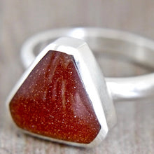 Load image into Gallery viewer, Goldstone ring triangle design