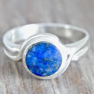 Lapis Lazuli Silver Ring Round