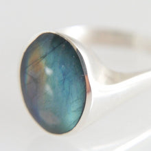 Load image into Gallery viewer, Labradorite Oval Cabochon Silver Ring