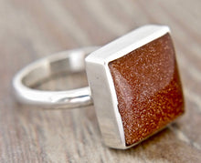 Load image into Gallery viewer, Goldstone Square Ring in Silver