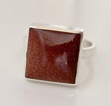 Load image into Gallery viewer, Goldstone Square Ring in Silver