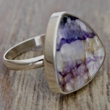 Load image into Gallery viewer, Blue John Triangle Silver Ring 20mm