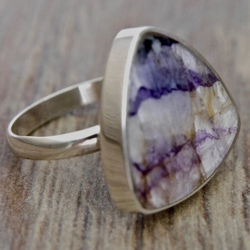 Blue John Triangle Silver Ring 20mm