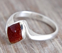 Load image into Gallery viewer, Goldstone Diamond Shape Silver Ring