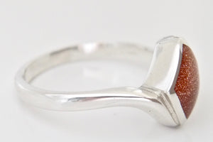 Goldstone Diamond Shape Silver Ring