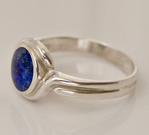 Lapis Lazuli Silver Ring 8mm Stone