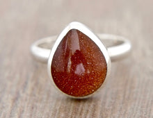 Load image into Gallery viewer, Goldstone Silver Ring Peardrop Design