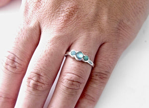 Labradorite Three Stone Silver Ring