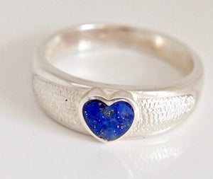 Lapis Lazuli Heart Silver Ring