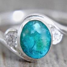 Load image into Gallery viewer, Blue Jasper and Cubic Zirconia Ring