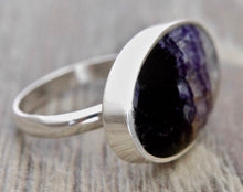 Load image into Gallery viewer, Blue John Silver Ring Oval Design