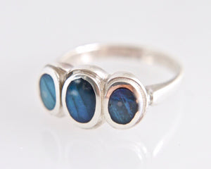 Labradorite Silver Ring with 3 Stones