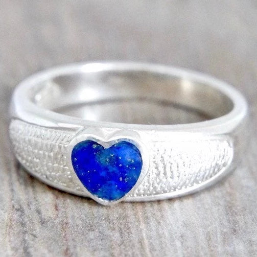 Silver Ring with Heart Shaped Lapis Lazuli