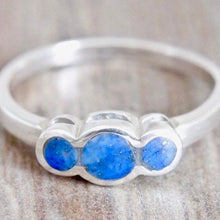 Load image into Gallery viewer, Three Stone Lapis Lazuli Silver Ring