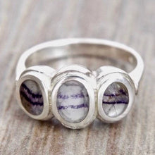 Load image into Gallery viewer, Blue John Three Stone Silver Ring