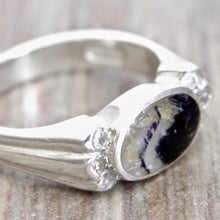 Load image into Gallery viewer, Blue John and Zirconia Silver Ring