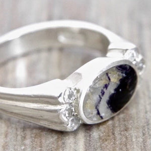 Blue John and Zirconia Silver Ring