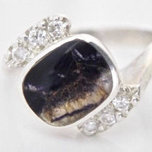 Load image into Gallery viewer, Blue John and Cubic Zirconia Silver Ring