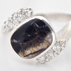 Blue John and Cubic Zirconia Silver Ring