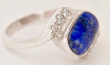 Load image into Gallery viewer, Lapis Lazuli and Cubic Zirconia Silver Ring