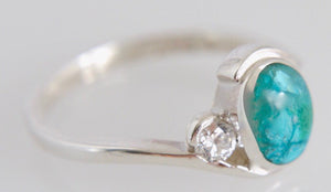 Blue Jasper & Zirconia Silver Ring