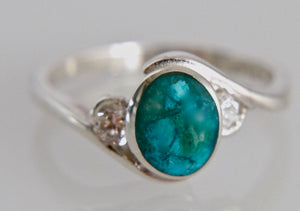 Blue Jasper & Zirconia Silver Ring