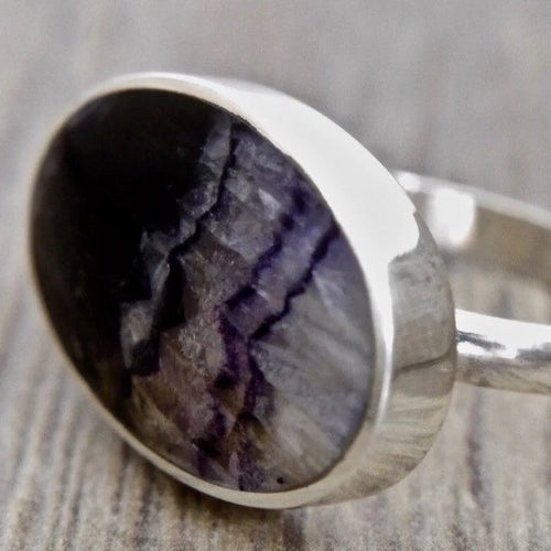 Blue John Silver Ring Oval Design