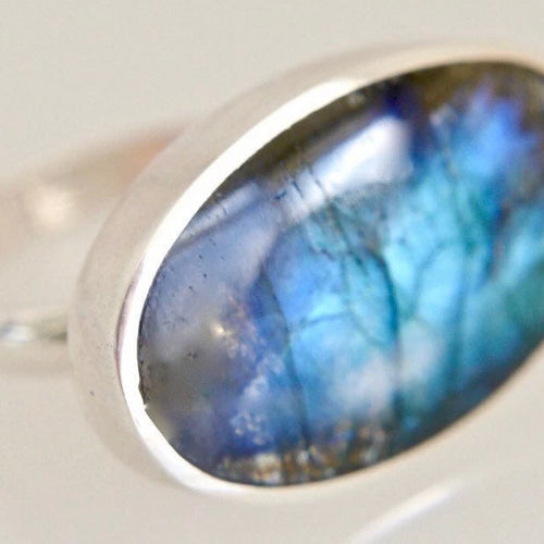 Oval Labradorite Silver Ring
