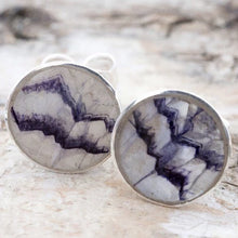 Load image into Gallery viewer, Blue John Round Stud Earrings in Sterling Silver by Andrew Thomson