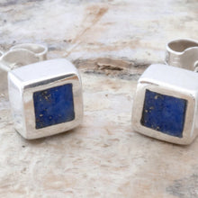Load image into Gallery viewer, Lapis Lazuli Square Stud Earrings