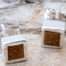 Load image into Gallery viewer, Goldstone Square Stud Earrings