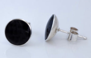 Whitby Jet Stud Earrings 9mm Round