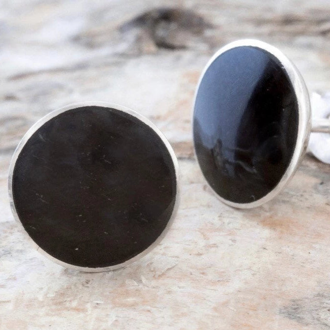 Whitby Jet Earrings 7mm Round