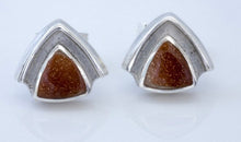 Load image into Gallery viewer, Goldstone Triangle Stud Earrings