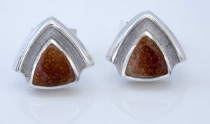 Goldstone Triangle Stud Earrings