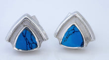 Load image into Gallery viewer, Turquoise Triangle Silver Stud Earrings