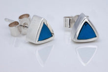 Load image into Gallery viewer, Gemstone Triangle Silver Stud Earrings