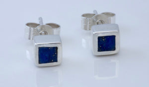 Lapis Lazuli Square Stud Earrings