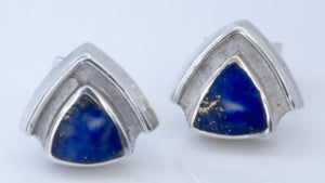 Lapis Lazuli Triangle Stud Earrings