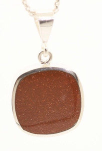 Goldstone & Jet Double Sided Pendant