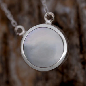 Amethyst and Mother of Pearl Double Sided Round Pendant