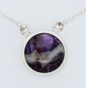 Amethyst Lace & Jet Double Sided Round Pendant